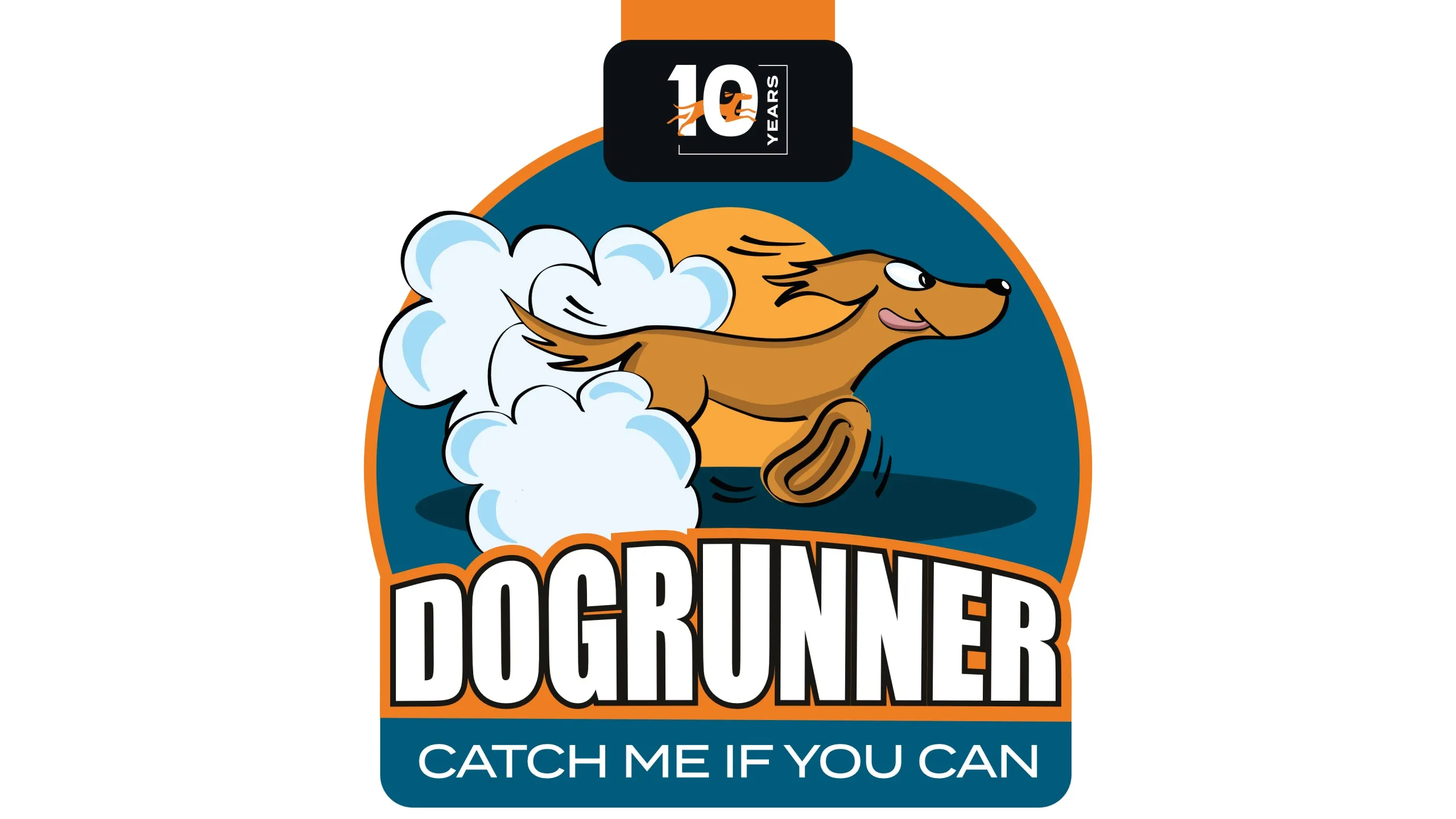 Medaille mit laufendem Comic-Hund